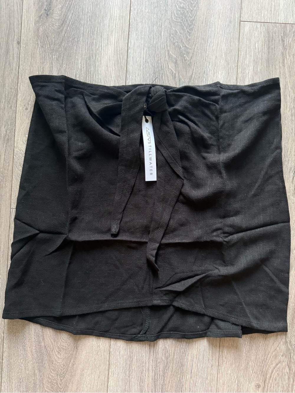 NWT Stillwater Black Tie-Front Mini Skirt